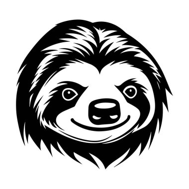 This charming sloth head illustration showcases a playful expression and detailed fur texture, ideal for fun designs and wildlife themes.