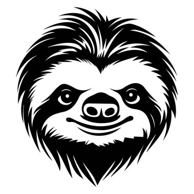 This engaging illustration features a charming sloth face with vivid lines and unique hair, perfect for nature lovers and wildlife themes.