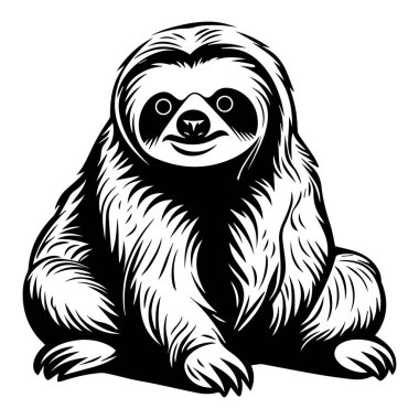 This charming black and white illustration of a sloth captures the essence of relaxation and tranquility in the animal kingdom. Perfect for nature lovers.