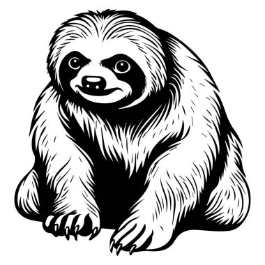 This charming illustration features a cute sloth sitting and looking up with a delightful expression, ideal for art projects and wildlife themes.