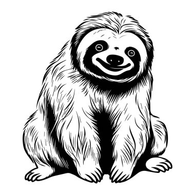 This delightful illustration features a cute sloth sitting and smiling in a playful manner, perfect for designs focused on nature, wildlife, or fun themes.