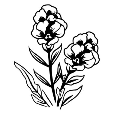 This elegant line art illustration displays two beautiful flowers and leaves, perfect for nature-themed designs, home decor, or crafts.