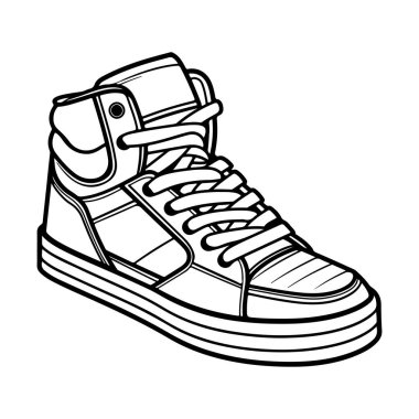 This artwork features a detailed outline of a high-top sneaker, perfect for design projects, fashion illustrations, or creative expressions.
