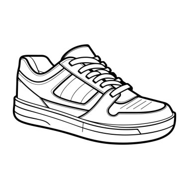 This image features a detailed outline of an athletic shoe design, perfect for creative projects, illustrations, and graphic works.
