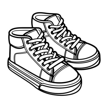 Capture the essence of trendy footwear with this detailed depiction of high-top sneakers, perfect for fashion lovers and design enthusiasts.