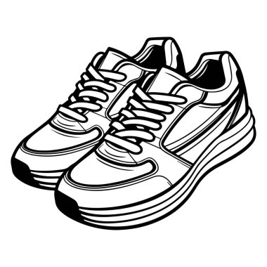 A detailed outline of stylish sport shoes designed for comfort and performance. Ideal for both athletic activities and casual wear.