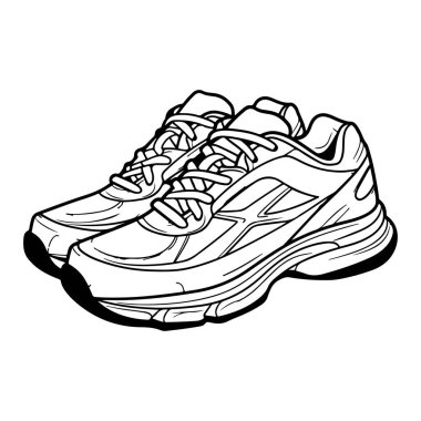 This image features a detailed line drawing of athletic shoes, perfect for showcasing a sporty lifestyle, fitness themes, or minimalistic design concepts.