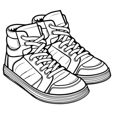 This illustration features stylish high-top sneakers with intricate details and laces. Perfect for fashion projects, advertisements, or creative designs.