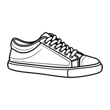 This is a simplistic outline illustration of a casual sneaker shoe, ideal for creative projects, graphic design, and artistic concepts.