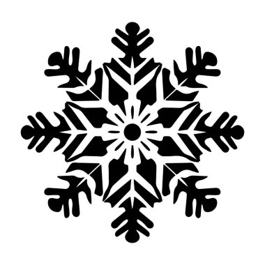 This captivating black snowflake design showcases detailed geometric patterns and natural elements, perfect for winter-themed decorations and artwork.