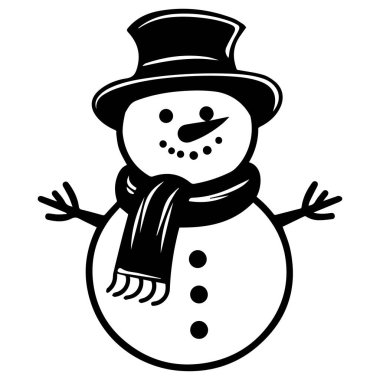 This charming illustration features a joyful snowman adorned with a classic top hat and scarf, embodying the spirit of winter celebrations and festive cheer.