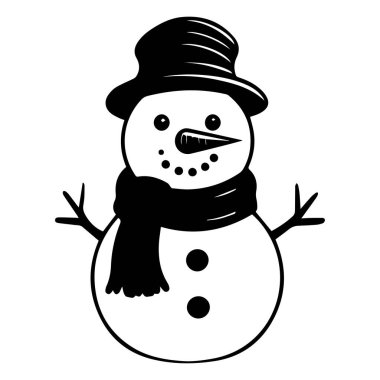 This delightful illustration of a snowman wearing a hat and scarf embodies the spirit of winter festivities, perfect for seasonal projects.
