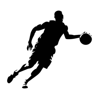 A bold silhouette of a basketball player in mid-air, showcasing agility and strength while shooting the ball during a game.