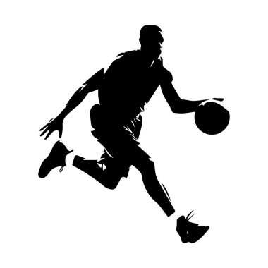This dynamic silhouette captures the essence of a basketball player in action, showcasing movement, energy, and athletic skill on a transparent background.