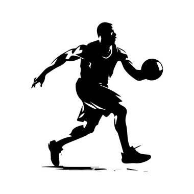 A striking silhouette of a basketball player in action, capturing the essence of sports performance and athletic spirit on the court.