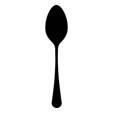 This image features a simple black silhouette of a spoon, perfect for culinary designs, minimalist projects, or food-related graphics.