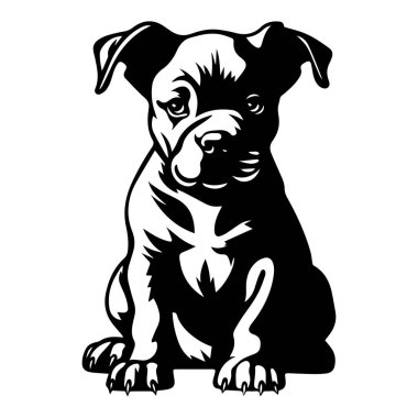 This striking black and white illustration of a playful dog captures the essence of companionship and joy, perfect for creative projects.