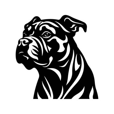 This striking black and white illustration features a detailed dog head, capturing the essence of canine loyalty and character. Ideal for modern art lovers.