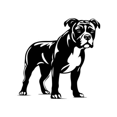 This stunning illustration of a strong black and white dog captures the essence of loyalty and strength in a stylized artistic form.