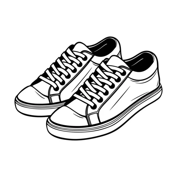 A stylish and modern line art illustration of low-top sneakers featuring laces, perfect for casual fashion and everyday wear.