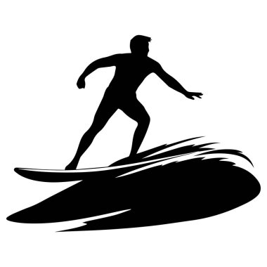 A dynamic silhouette of a surfer riding a wave captures the essence of freedom, adventure, and thrilling ocean sports amidst nature's beauty.