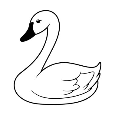 A beautiful illustration of a swan gracefully swimming, captured in a minimalistic black-and-white design, perfect for nature-themed art.