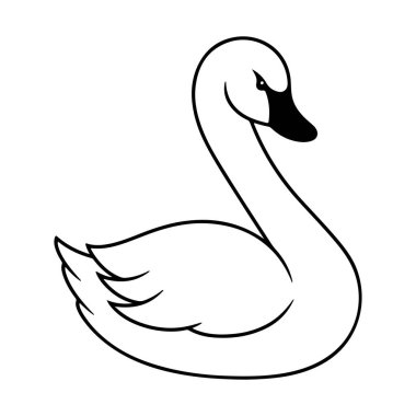 This black and white illustration shows a graceful swan, embodying elegance and beauty, ideal for various nature-themed projects and decor.