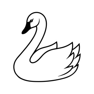 An elegant outline illustration of a swan showcases its graceful curves and serene posture. Perfect for artistic and nature-themed projects.