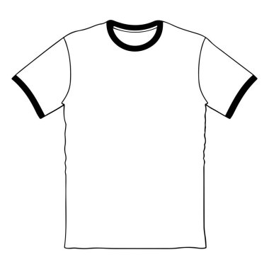 This image features a plain white t-shirt with black collar and sleeve details, perfect for fashion mockups or design projects. Ideal for branding.