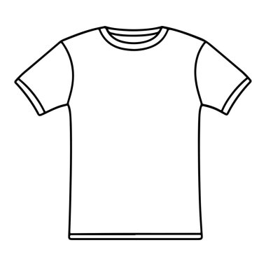 Blank t-shirt outline template on a white background, perfect for creating custom designs and showcasing apparel ideas in presentations.