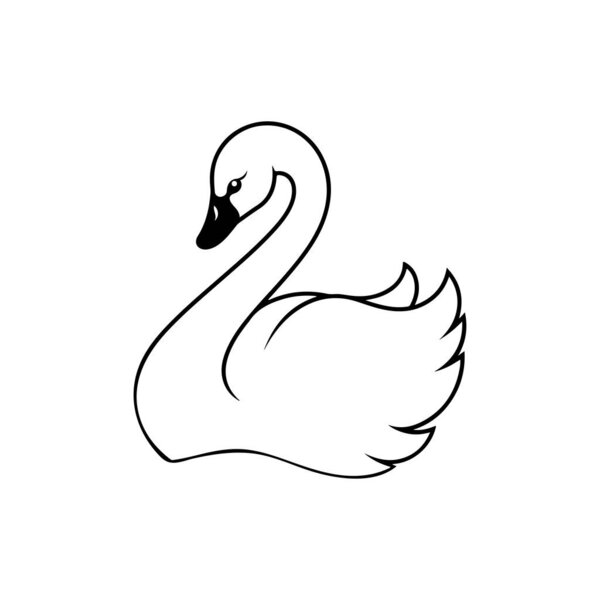 This elegant black and white illustration of a swan showcases its graceful movement and serene presence, ideal for various artistic projects.