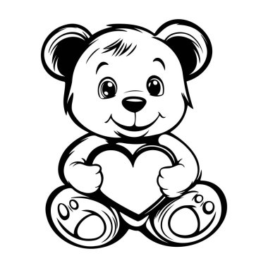 Adorable cartoon bear with a heart, ideal for children's projects, greeting cards, and playful designs, radiating happiness and love.
