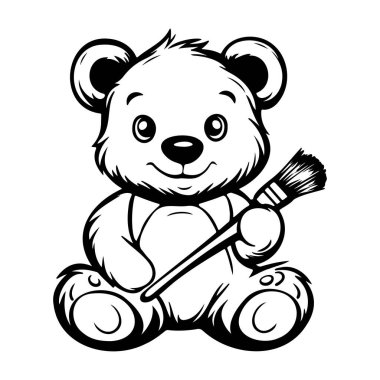 This adorable cartoon bear character holding a paintbrush captures the spirit of creativity and playfulness, ideal for children's art-themed projects.