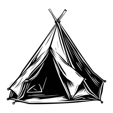 This artistic illustration features a classic camping tent, embodying the thrill of outdoor adventure and exploration in nature.
