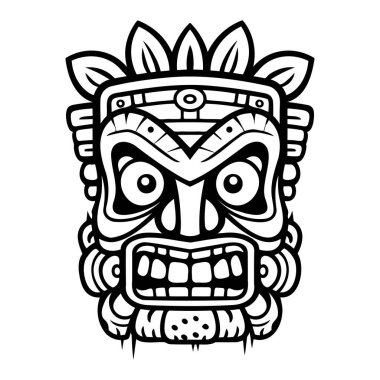 This striking black and white tribal mask showcases bold features and intricate details, perfect for artistic projects and cultural themes.