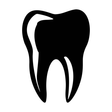 This minimalistic black silhouette of a tooth symbolizes dental health and hygiene. Ideal for use in educational content, dental services, or advertisements.