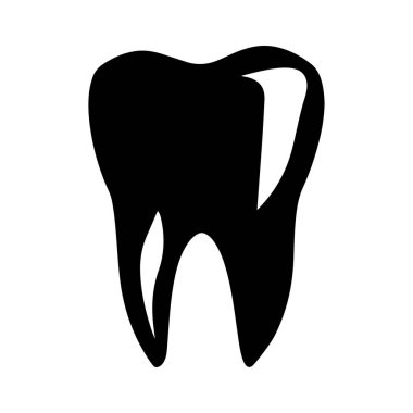 Simple black silhouette of a tooth represents dental health and hygiene. This image is ideal for medical, education, and healthcare needs.