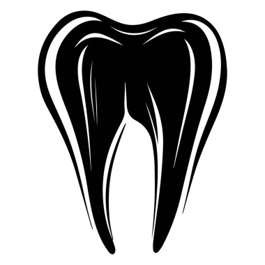 This black and white tooth illustration features two distinctive stripes, ideal for representing dental care, oral health, and hygiene concepts.