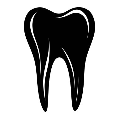 A sleek black silhouette of a tooth for use in dental health materials, focusing on hygiene, care, and education. Ideal for illustrations.