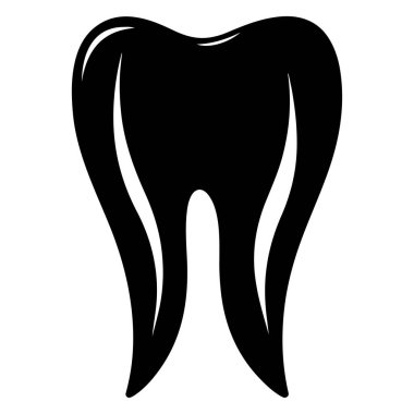 This black silhouette of a tooth icon represents dental health and oral hygiene, perfect for educational projects, promotional materials, or creative designs.