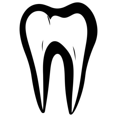 This black and white illustration depicts a simplified human tooth, perfect for educational materials related to dental health and hygiene.