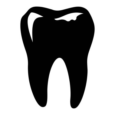 A minimalist black tooth symbol perfect for representing dental health, care services, and hygiene practices in various media applications.