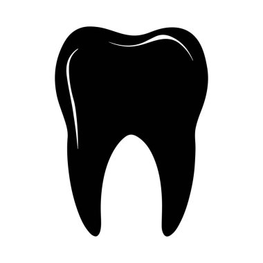 A minimalist black and white tooth icon suitable for illustrating concepts of dental health, hygiene care, and educational materials focused on oral care.