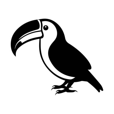 A striking black and white silhouette of a tropical bird, showcasing the unique features of its large bill and graceful stance, ideal for decoration.
