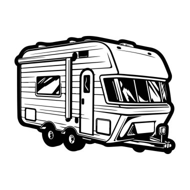 This vintage-style camper trailer illustration captures the spirit of adventure and exploration, inviting outdoor enthusiasts to embrace travel and unique experiences.