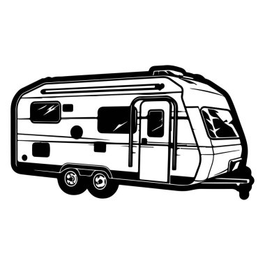 This vintage travel trailer illustration captures the essence of adventure and exploration, making it perfect for outdoor enthusiasts.