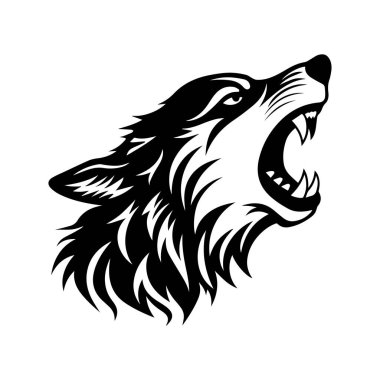 This striking wolf head illustration showcases a fierce expression, perfect for animal lovers, art projects, and bold designs. Ideal for various creative uses.