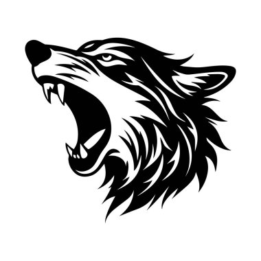 This striking silhouette features a fierce howling wolf head, perfect for wildlife enthusiasts and nature lovers seeking bold graphical designs.