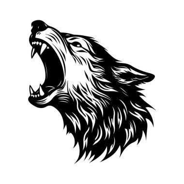 Stunning illustration of a wolf howling, showcasing its fierce expression and wild spirit. Perfect for nature lovers and wildlife art collections.