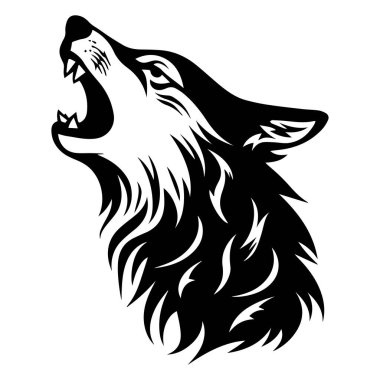 This striking silhouette of a howling wolf captures the essence of wilderness and strength, perfect for nature-themed projects or artistic designs.